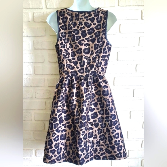 Kensie Leopard Animal Print Jacquard Fit & Flare Cocktail Dress Size XS Black - Picture 10 of 11